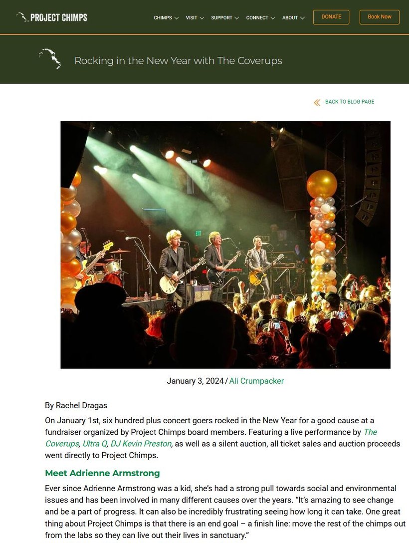 Project Chimps article by Rachel Dragas, Rocking in the New Year with The Coverups