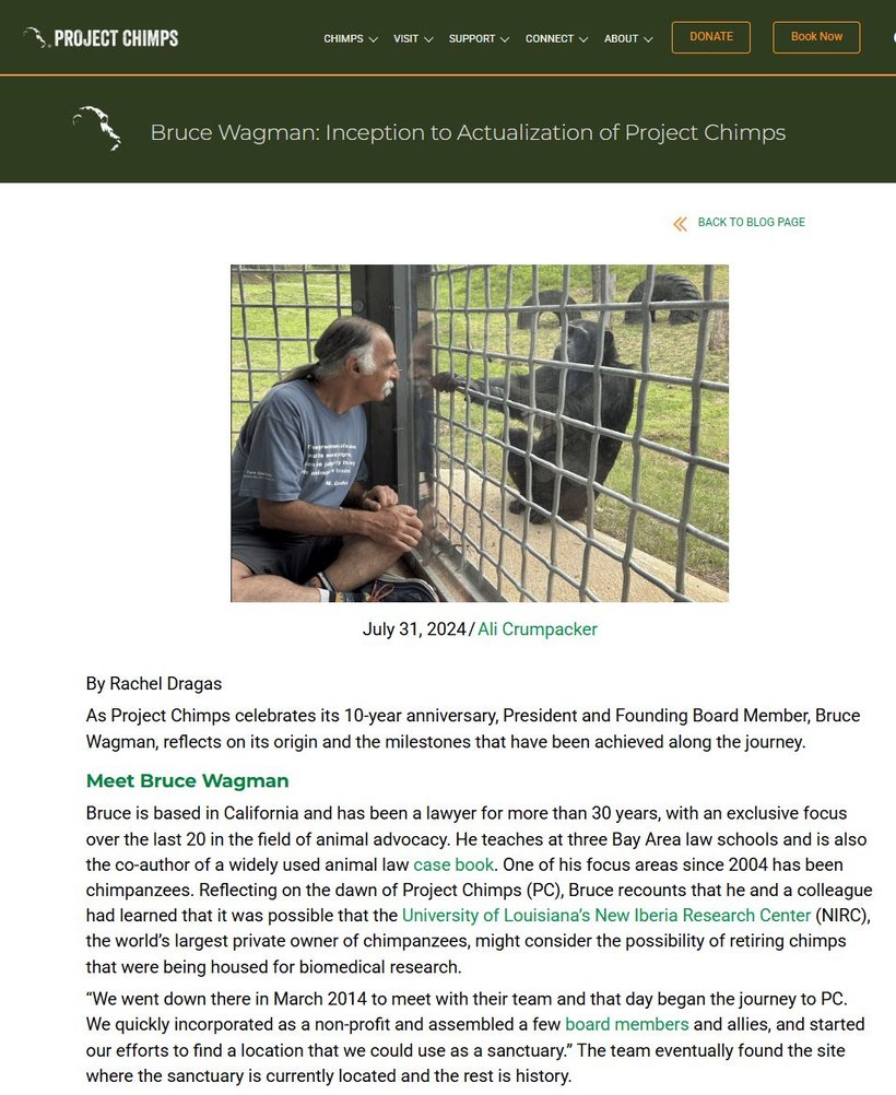 Project Chimps article by Rachel Dragas, Bruce Wagman: Inception to Actualization of Project Chimps