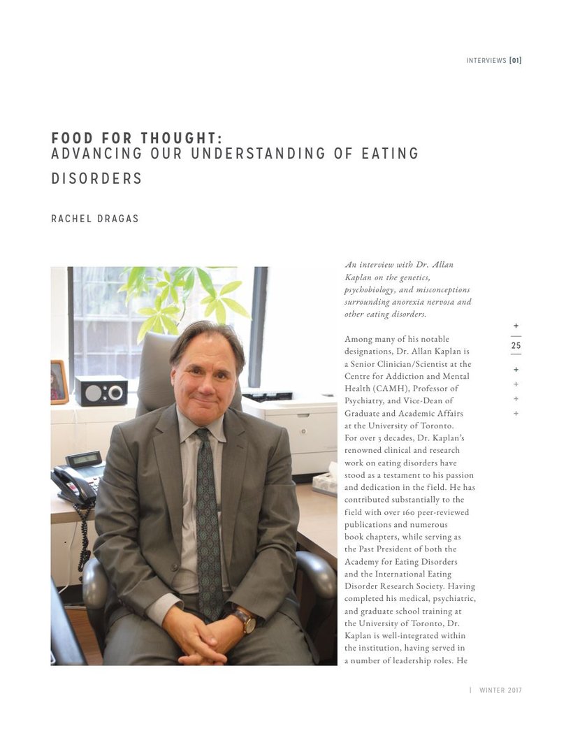 Elemental Magazine interview by Rachel Dragas with Dr. Allan Kaplan on eating disorders